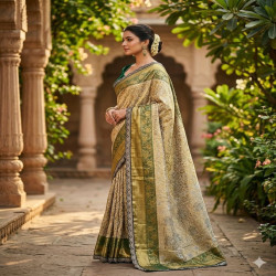 Premium Kanjivaram Pattu Silk Zari Weaving Saree with Contrast Border